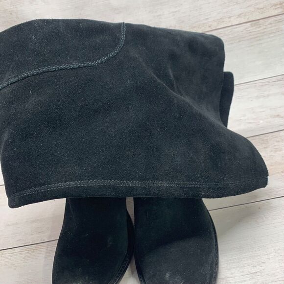 KDB SUEDE BOOTS OVER THE KNEE ANTHROPOLOGIE LOGAN BLACK 10 HEELS - Picture 13 of 16